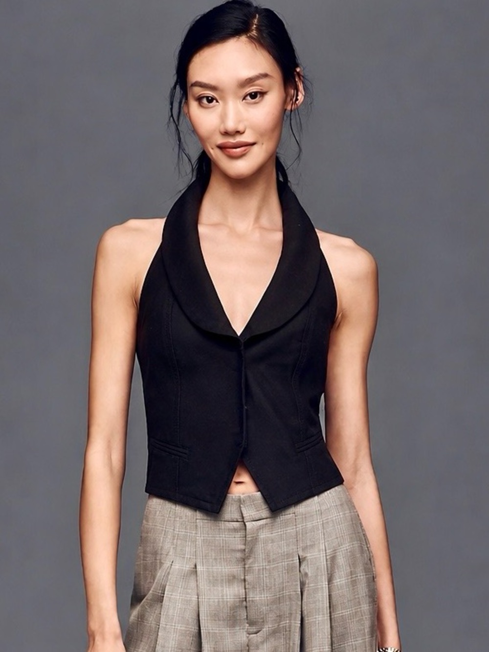 Menswear-Inspired Tailored Halter Style Suit Vest